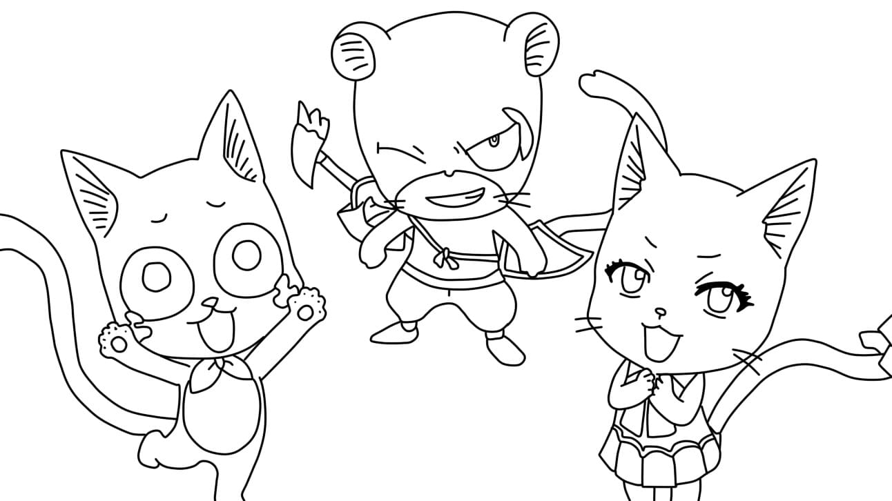Çocuklar İçin Fairy Tail Boyama Sayfaları 