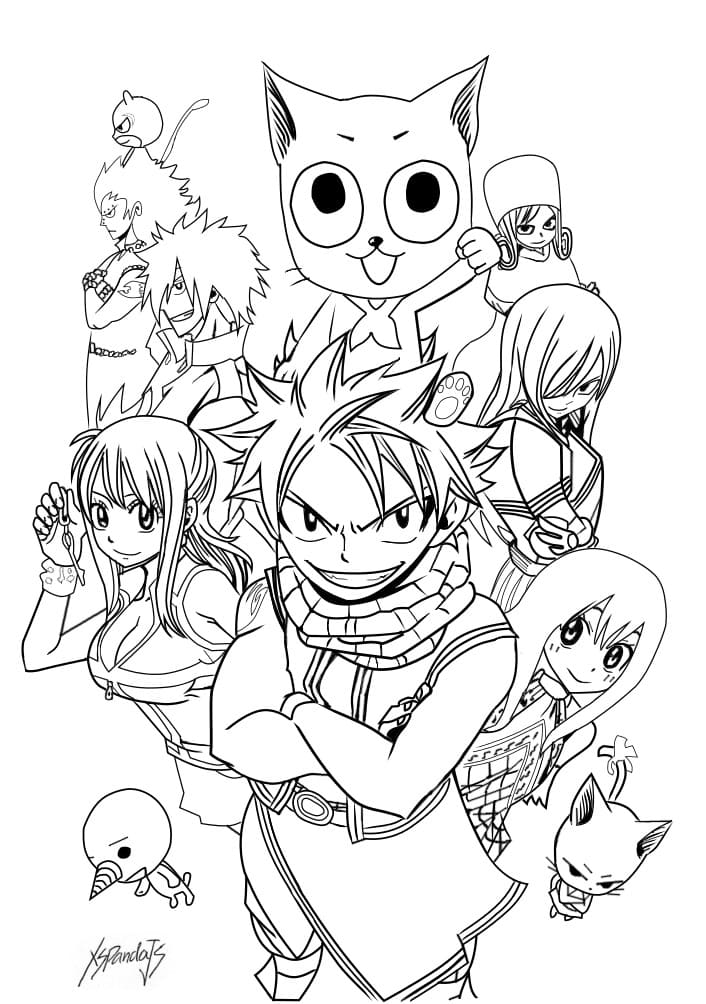 Çocuklar İçin Fairy Tail Boyama Sayfaları 