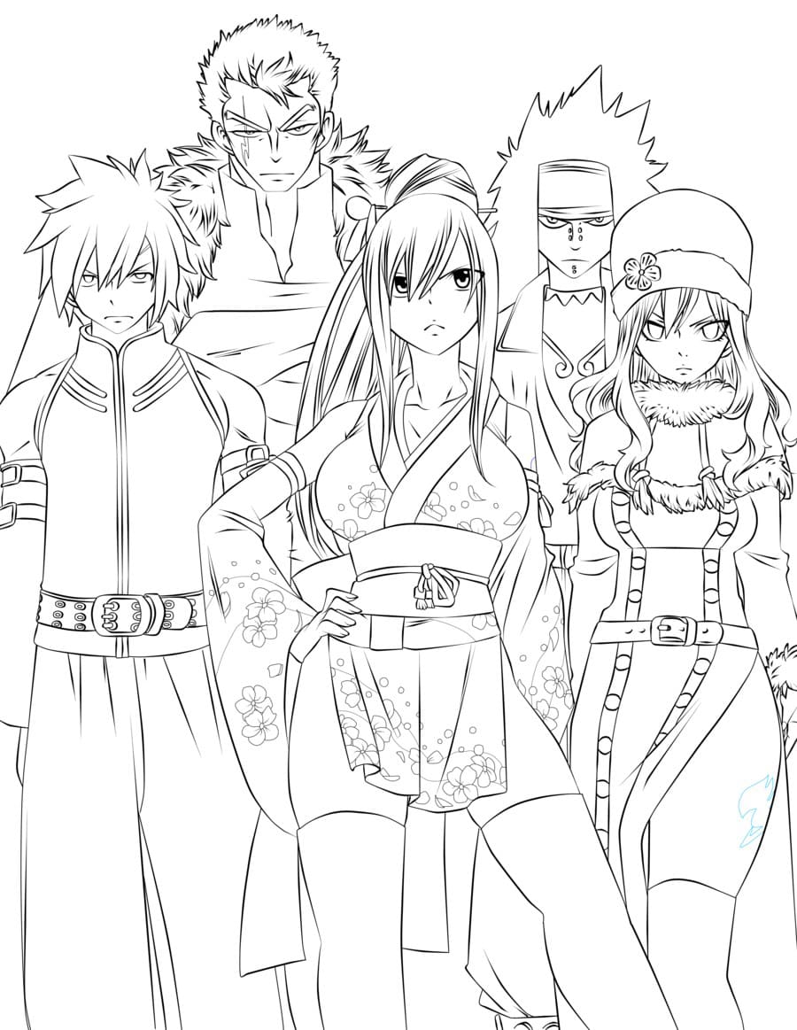 Çocuklar İçin Fairy Tail Boyama Sayfaları 
