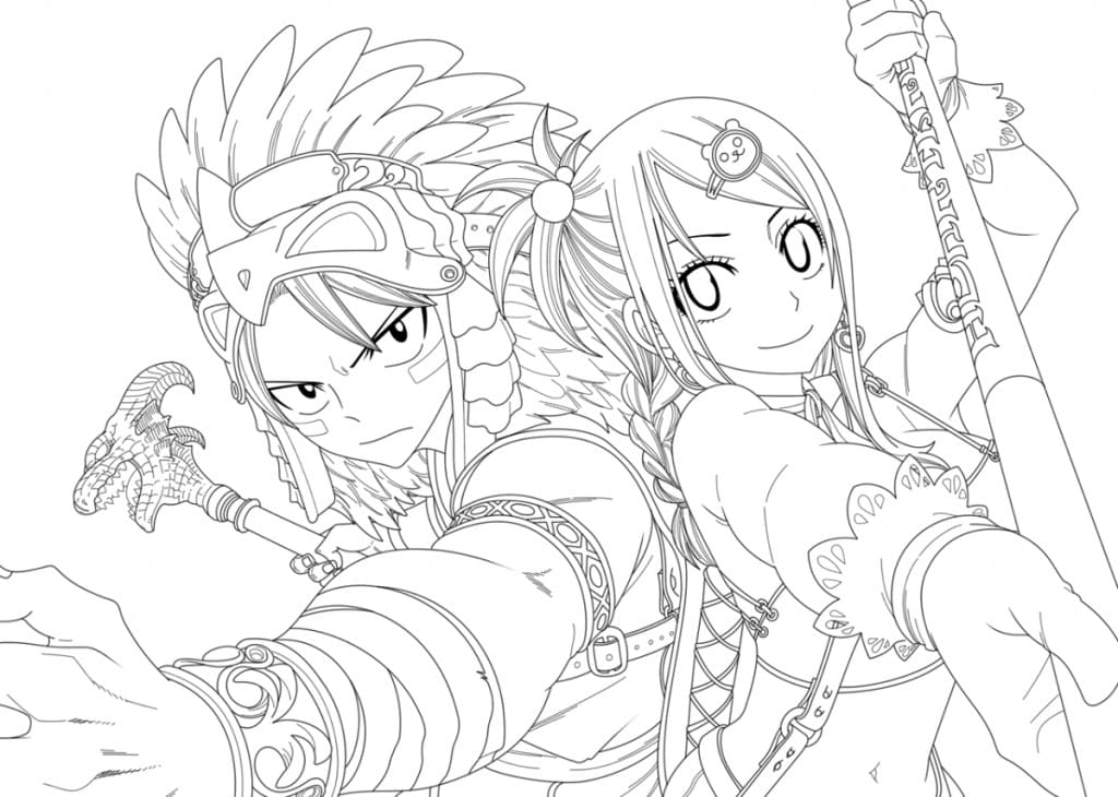 Çocuklar İçin Fairy Tail Boyama Sayfaları 
