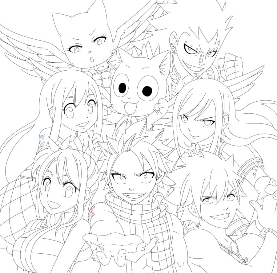 Çocuklar İçin Fairy Tail Boyama Sayfaları 