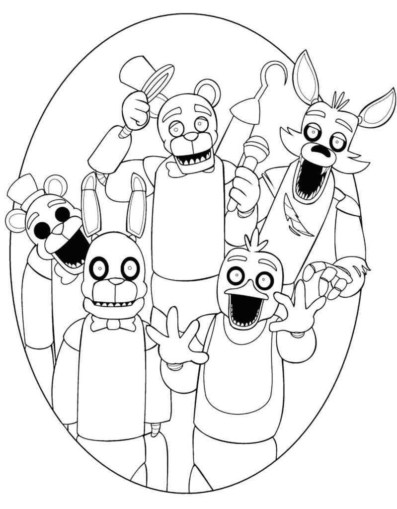 Çocuklar İçin Five Nights At Freddy Boyama Sayfaları 