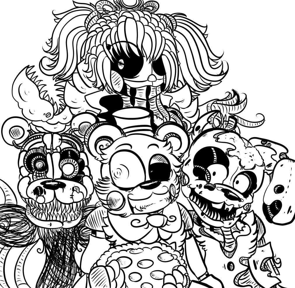 Çocuklar İçin Five Nights At Freddy Boyama Sayfaları 