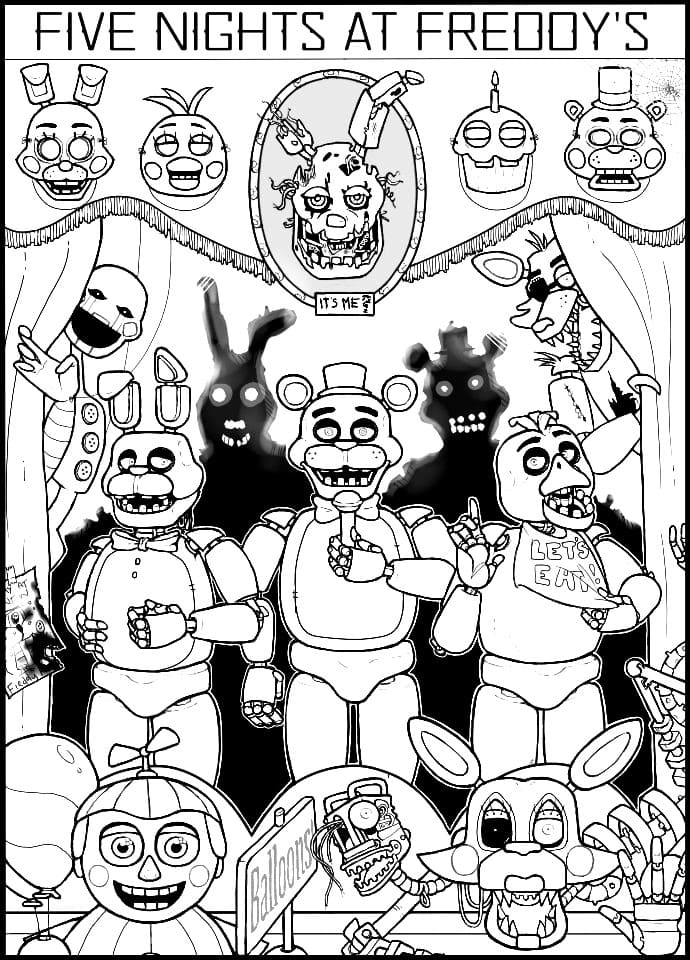 Çocuklar İçin Five Nights At Freddy Boyama Sayfaları 
