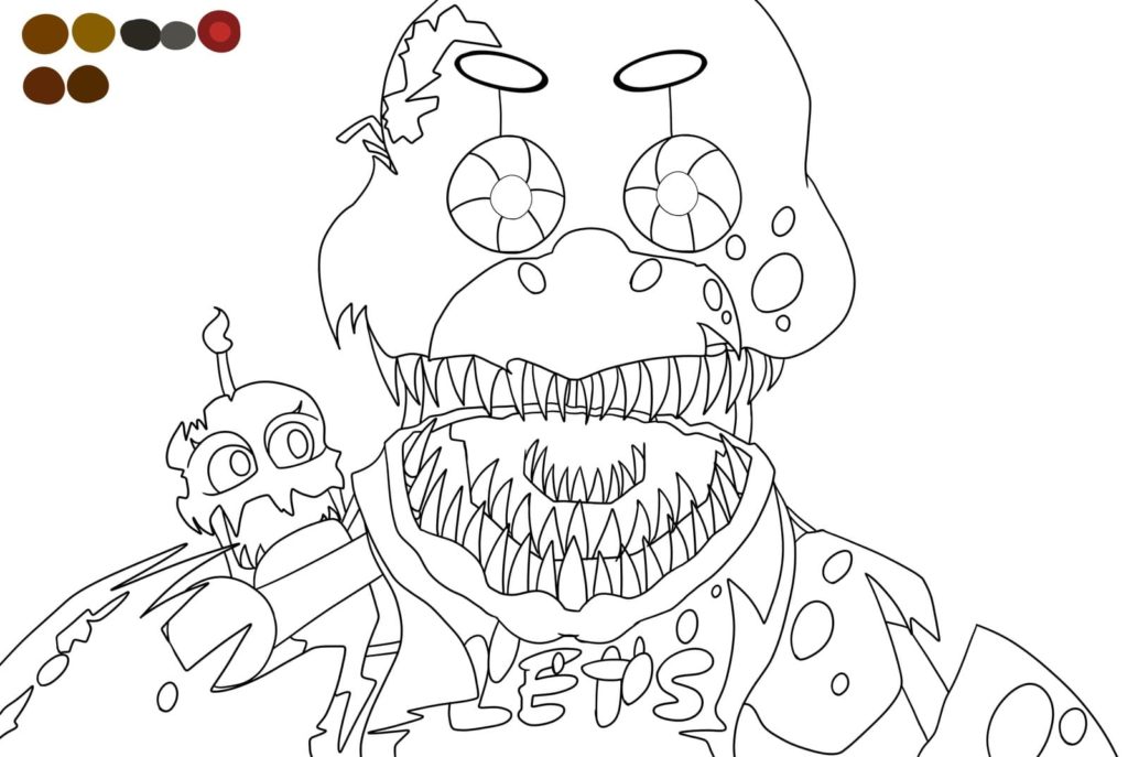 Çocuklar İçin Five Nights At Freddy Boyama Sayfaları 
