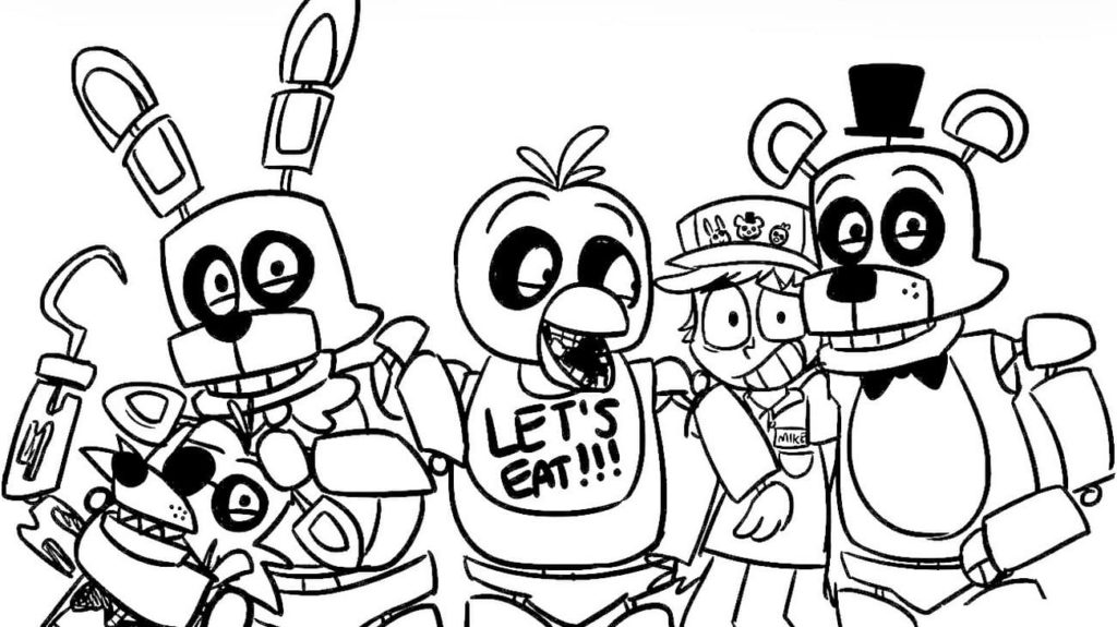Çocuklar İçin Five Nights At Freddy Boyama Sayfaları 