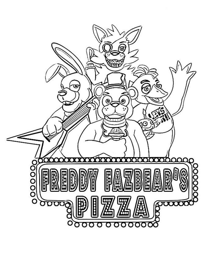 Çocuklar İçin Five Nights At Freddy Boyama Sayfaları 