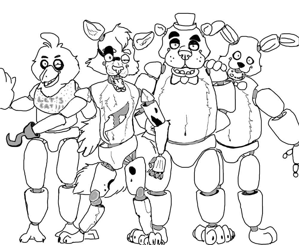 Çocuklar İçin Five Nights At Freddy Boyama Sayfaları 