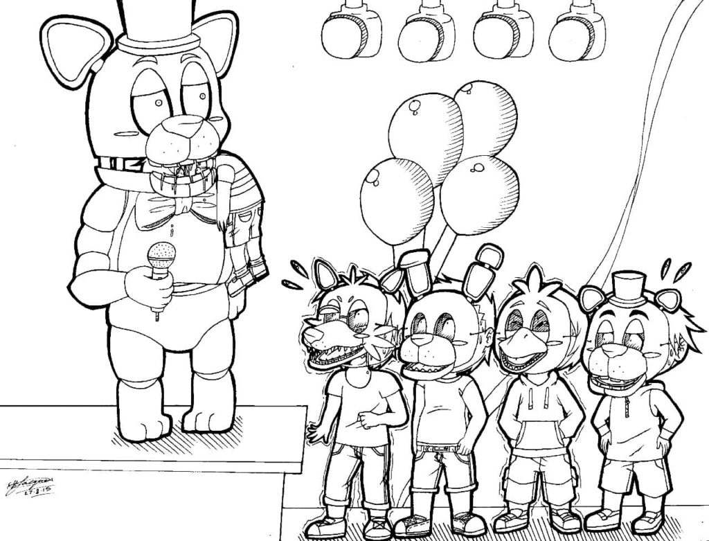 Çocuklar İçin Five Nights At Freddy Boyama Sayfaları 
