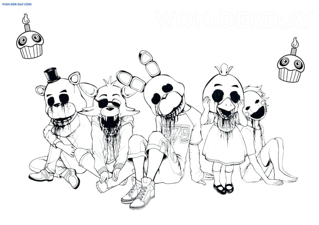 Çocuklar İçin Five Nights At Freddy Boyama Sayfaları 