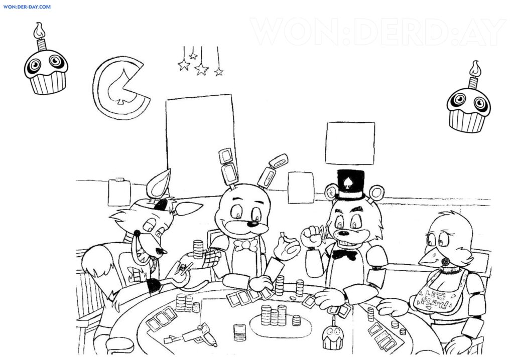 Çocuklar İçin Five Nights At Freddy Boyama Sayfaları 
