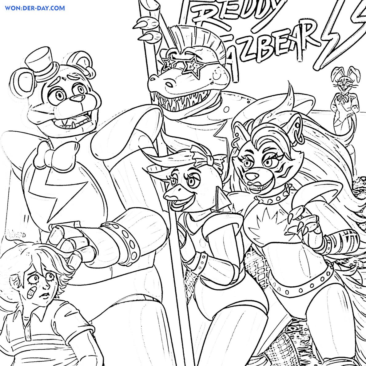 Çocuklar İçin Fnaf Gator Boyama Sayfaları 