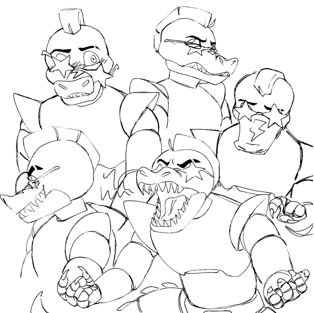 Çocuklar İçin Fnaf Gator Boyama Sayfaları 