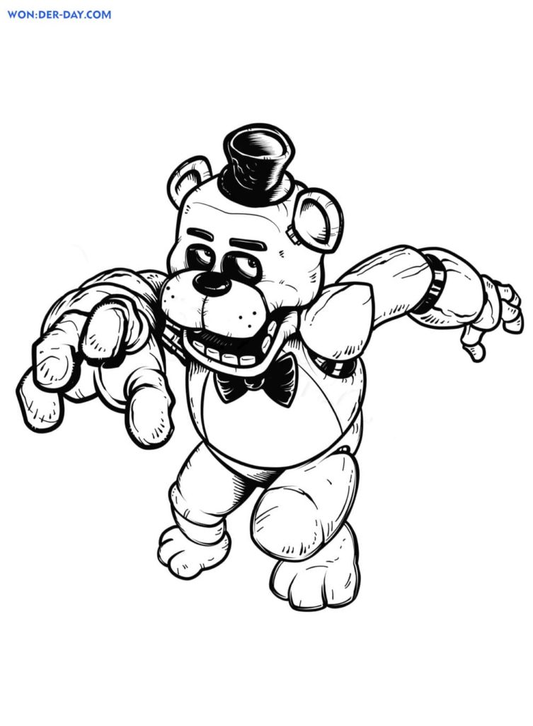 Çocuklar İçin Freddy Boyama Sayfaları 