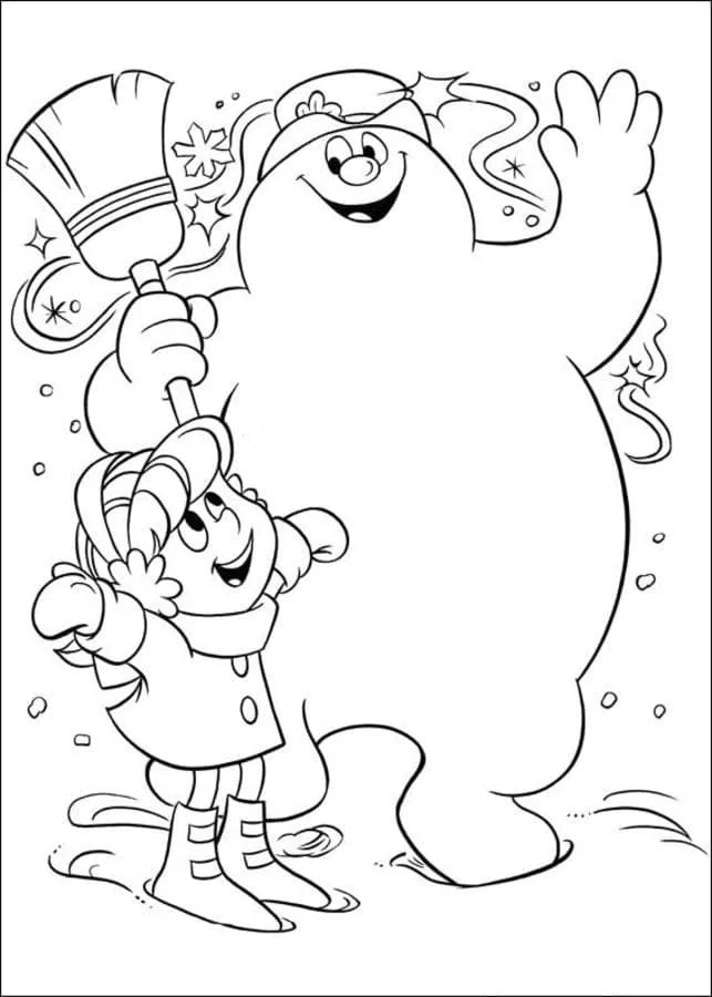Çocuklar İçin Frosty the Snowman Boyama Sayfaları 