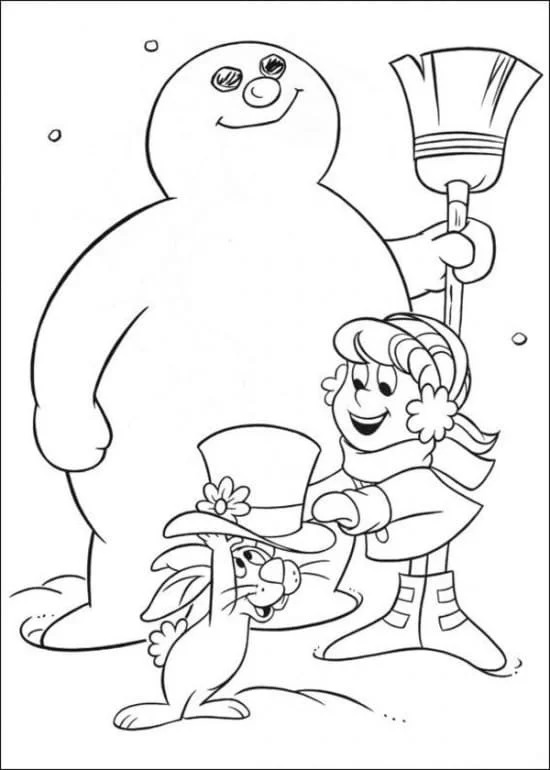 Çocuklar İçin Frosty the Snowman Boyama Sayfaları 