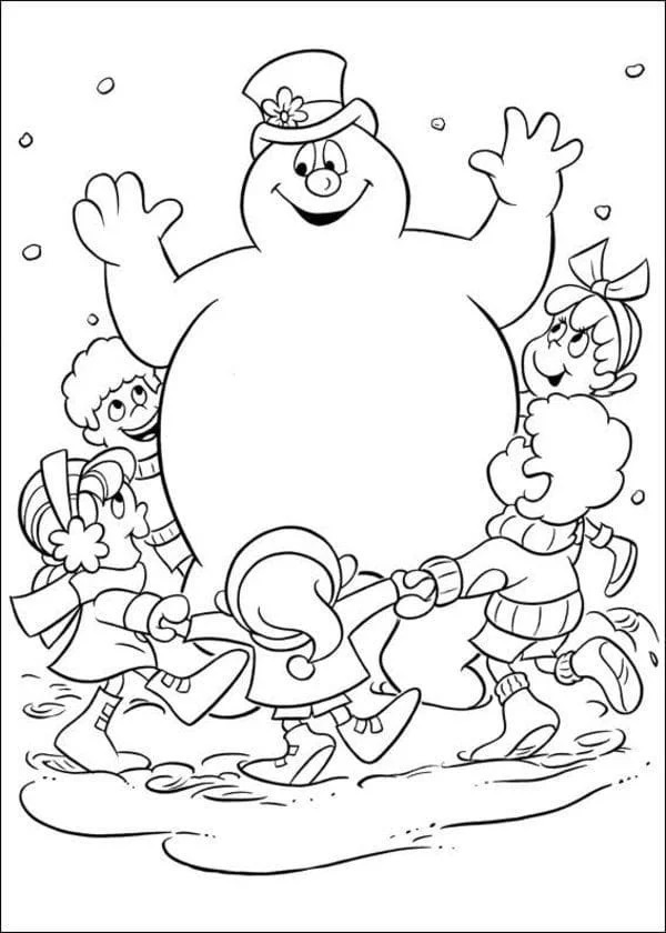 Çocuklar İçin Frosty the Snowman Boyama Sayfaları 