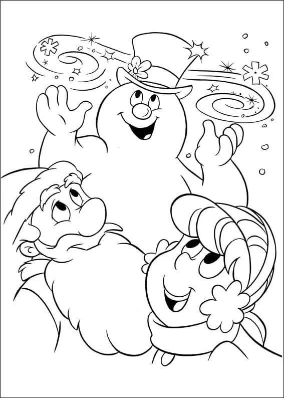 Çocuklar İçin Frosty the Snowman Boyama Sayfaları 