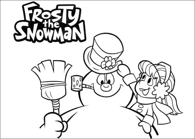 Çocuklar İçin Frosty the Snowman Boyama Sayfaları 