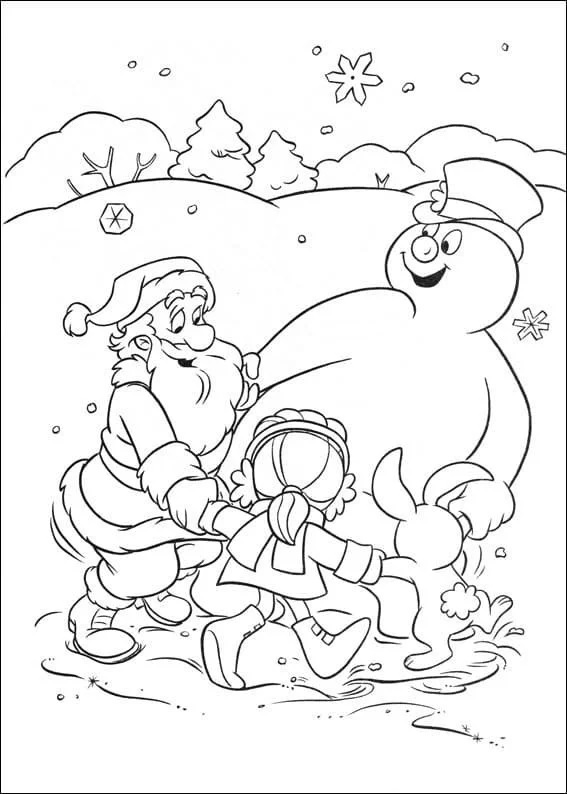 Çocuklar İçin Frosty the Snowman Boyama Sayfaları 