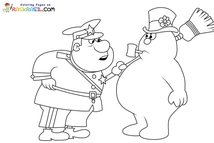 Çocuklar İçin Frosty the Snowman Boyama Sayfaları 