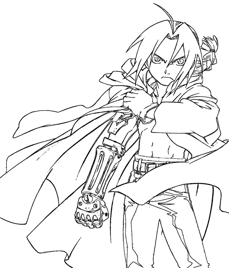 Çocuklar İçin Fullmetal Alchemist Boyama Sayfaları 