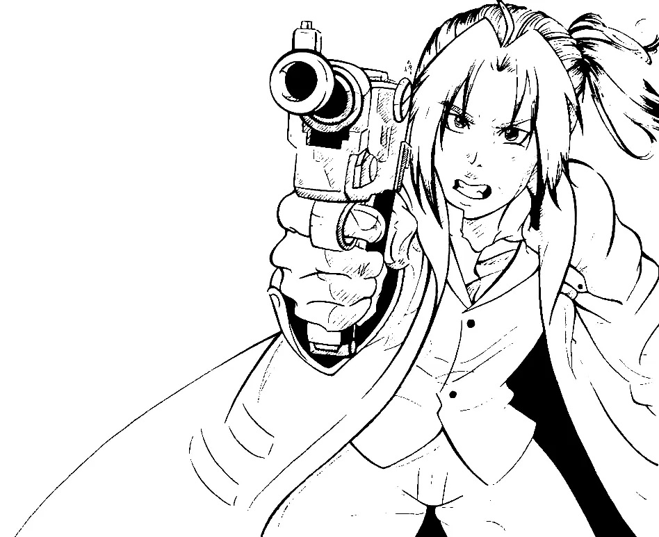 Çocuklar İçin Fullmetal Alchemist Boyama Sayfaları 