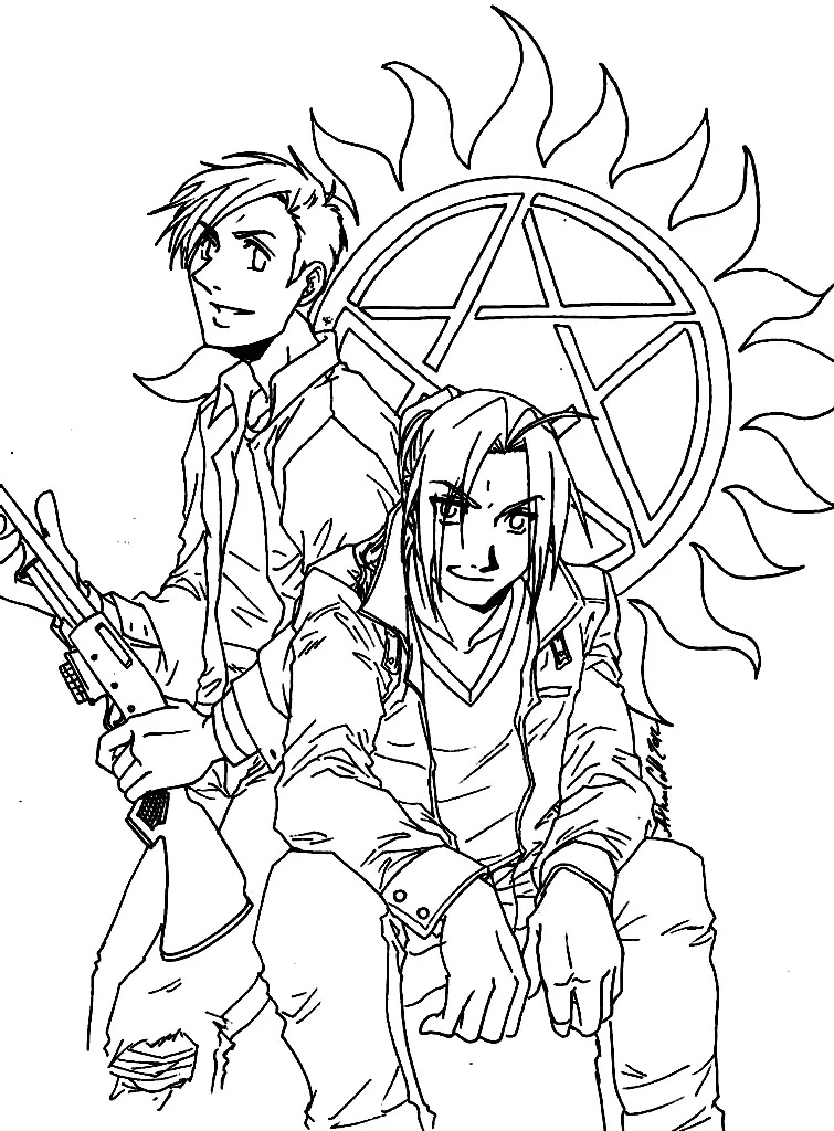 Çocuklar İçin Fullmetal Alchemist Boyama Sayfaları 