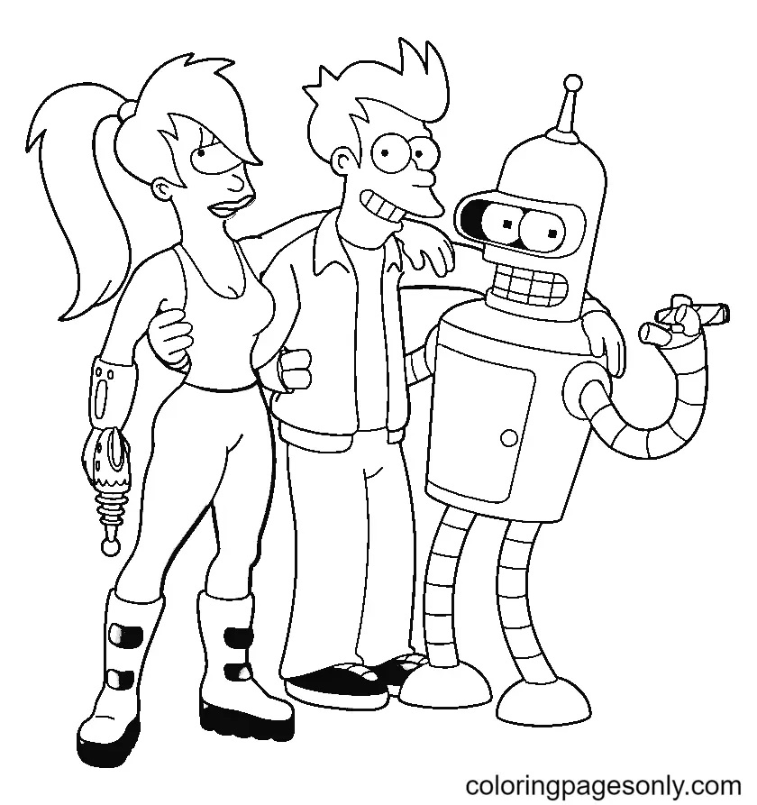 Çocuklar İçin Futurama Boyama Sayfaları 
