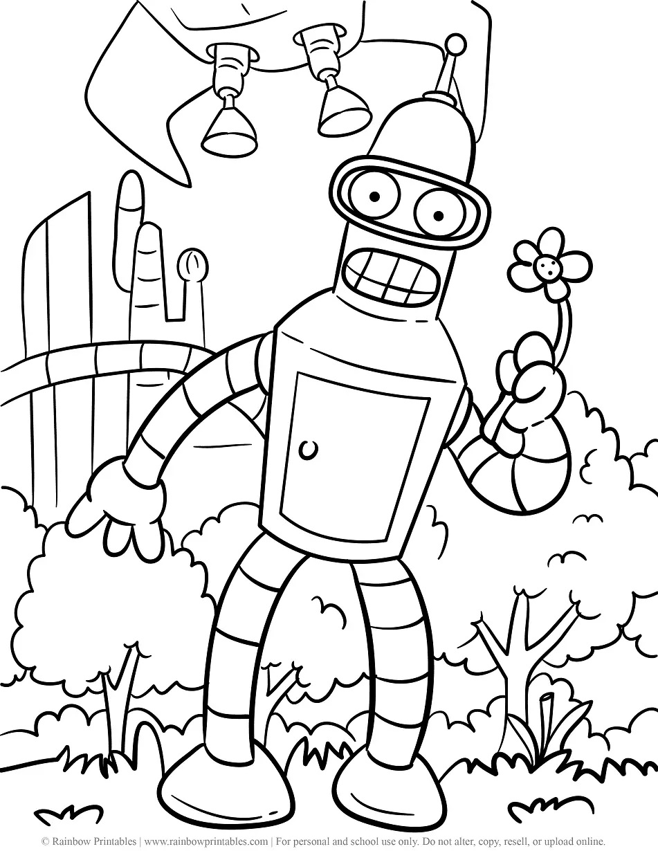 Çocuklar İçin Futurama Boyama Sayfaları 