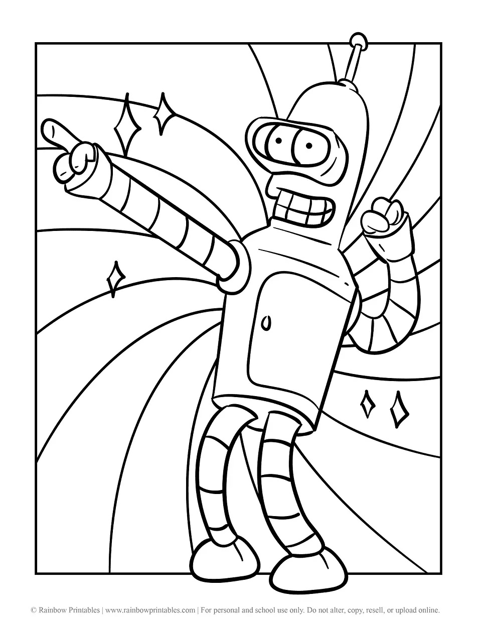 Çocuklar İçin Futurama Boyama Sayfaları 