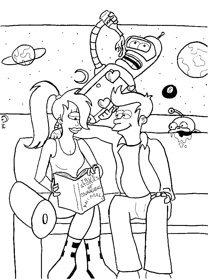 Çocuklar İçin Futurama Boyama Sayfaları 