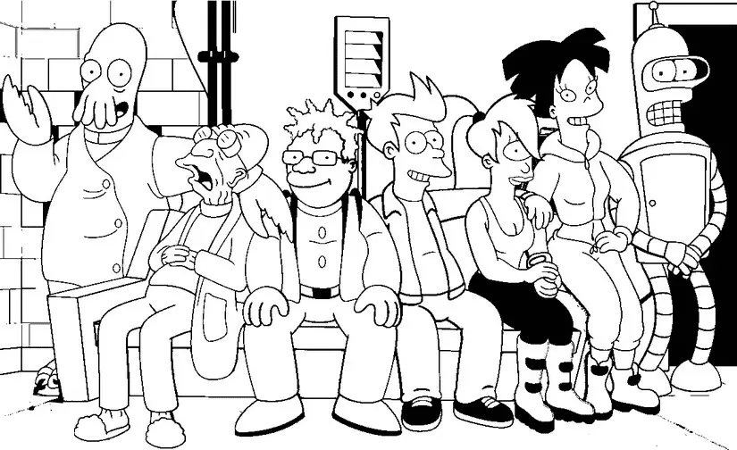 Çocuklar İçin Futurama Boyama Sayfaları 