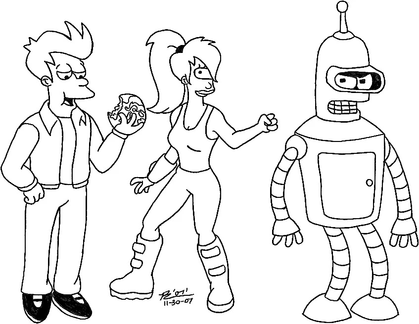 Çocuklar İçin Futurama Boyama Sayfaları 