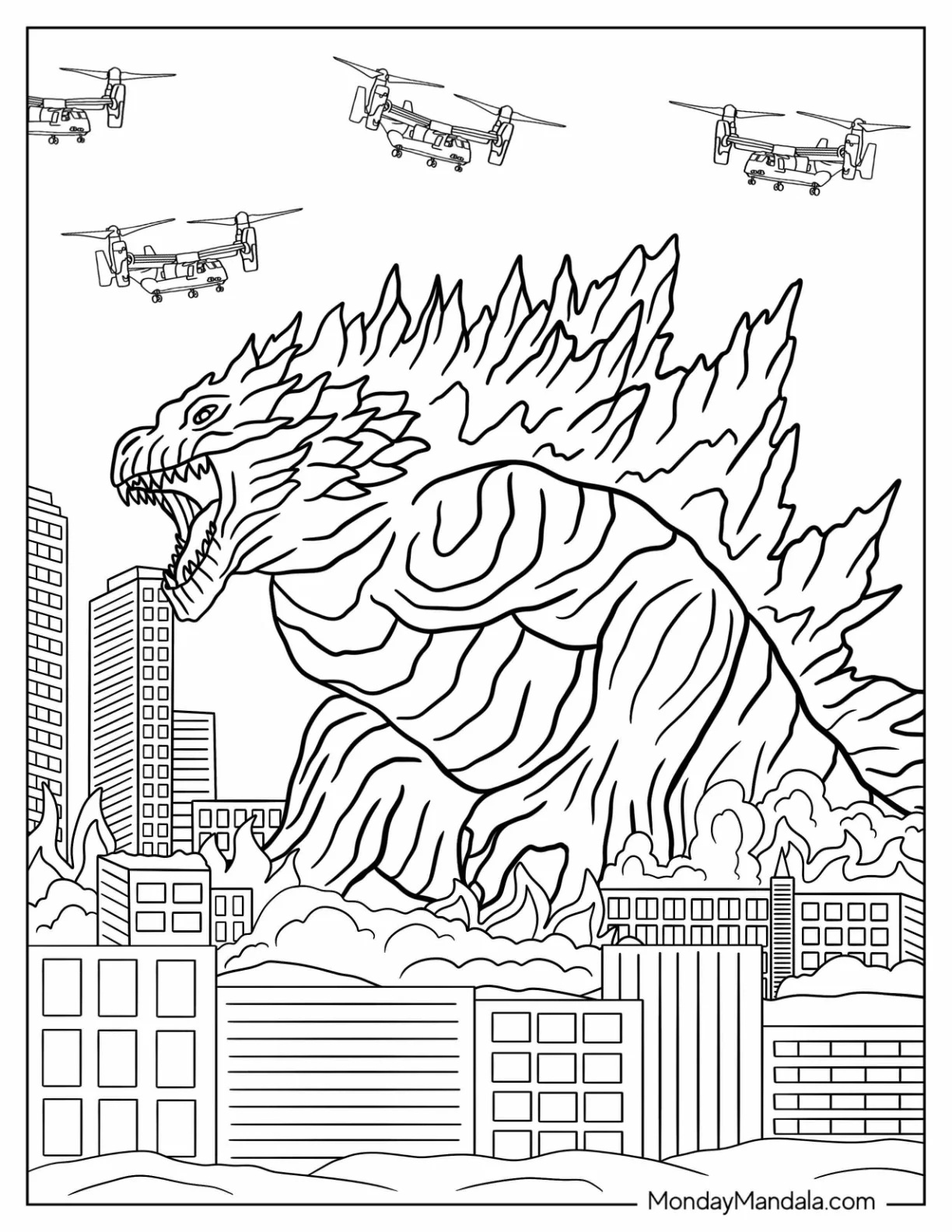 Çocuklar İçin Godzilla Boyama Sayfaları 