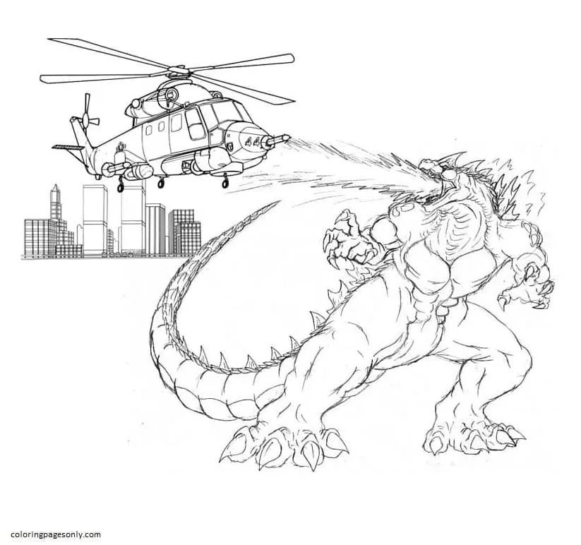 Çocuklar İçin Godzilla Boyama Sayfaları 