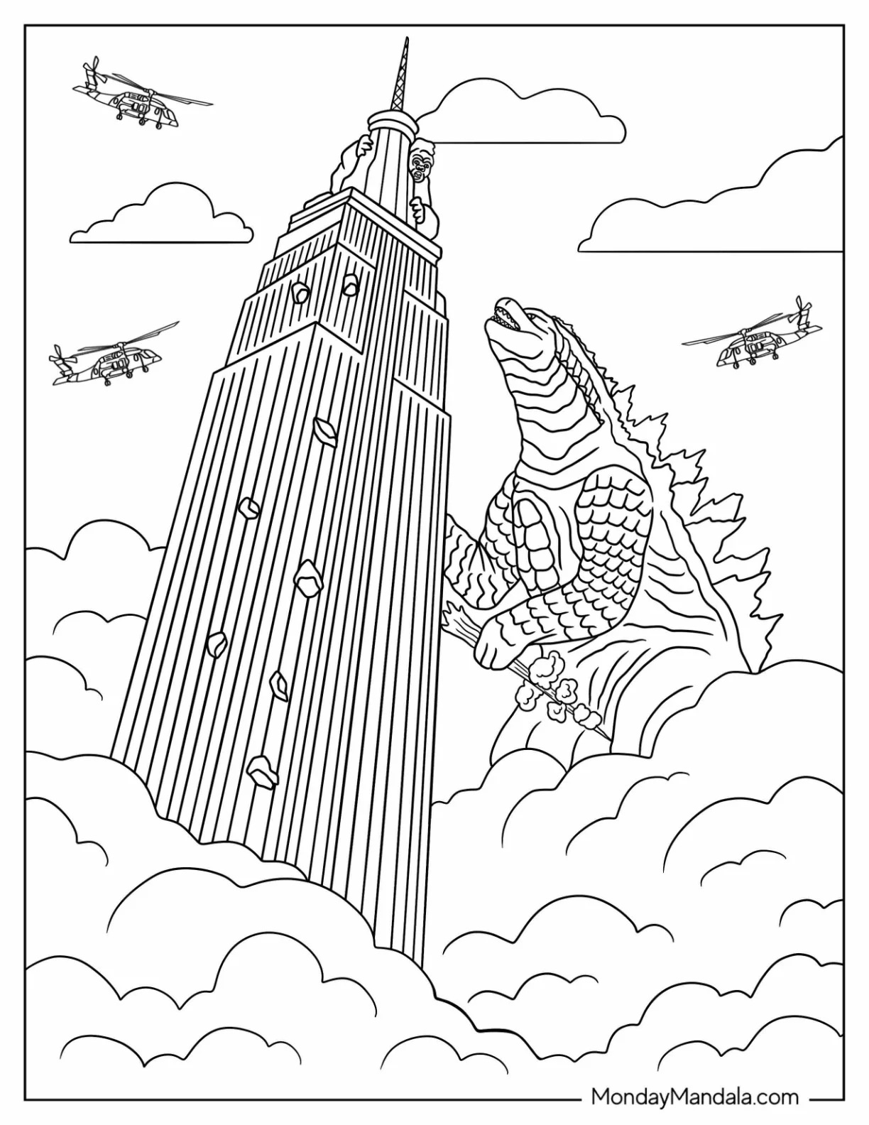 Çocuklar İçin Godzilla Boyama Sayfaları 