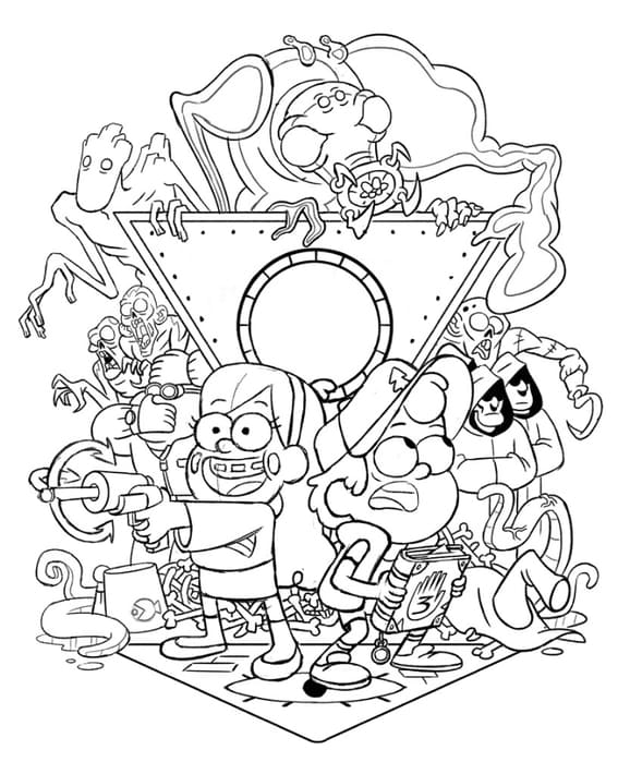 Çocuklar İçin Gravity Falls Boyama Sayfaları 