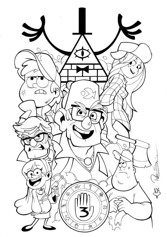 Çocuklar İçin Gravity Falls Boyama Sayfaları 