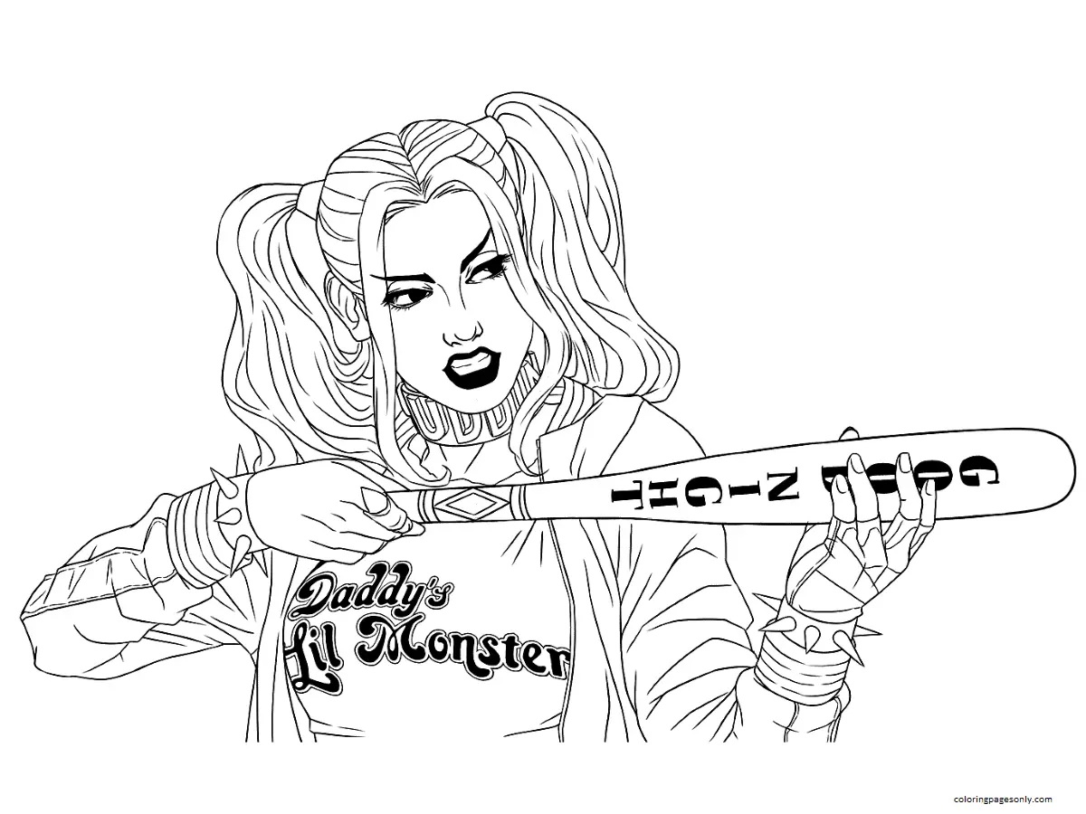 Çocuklar İçin Harley Quinn Boyama Sayfaları 