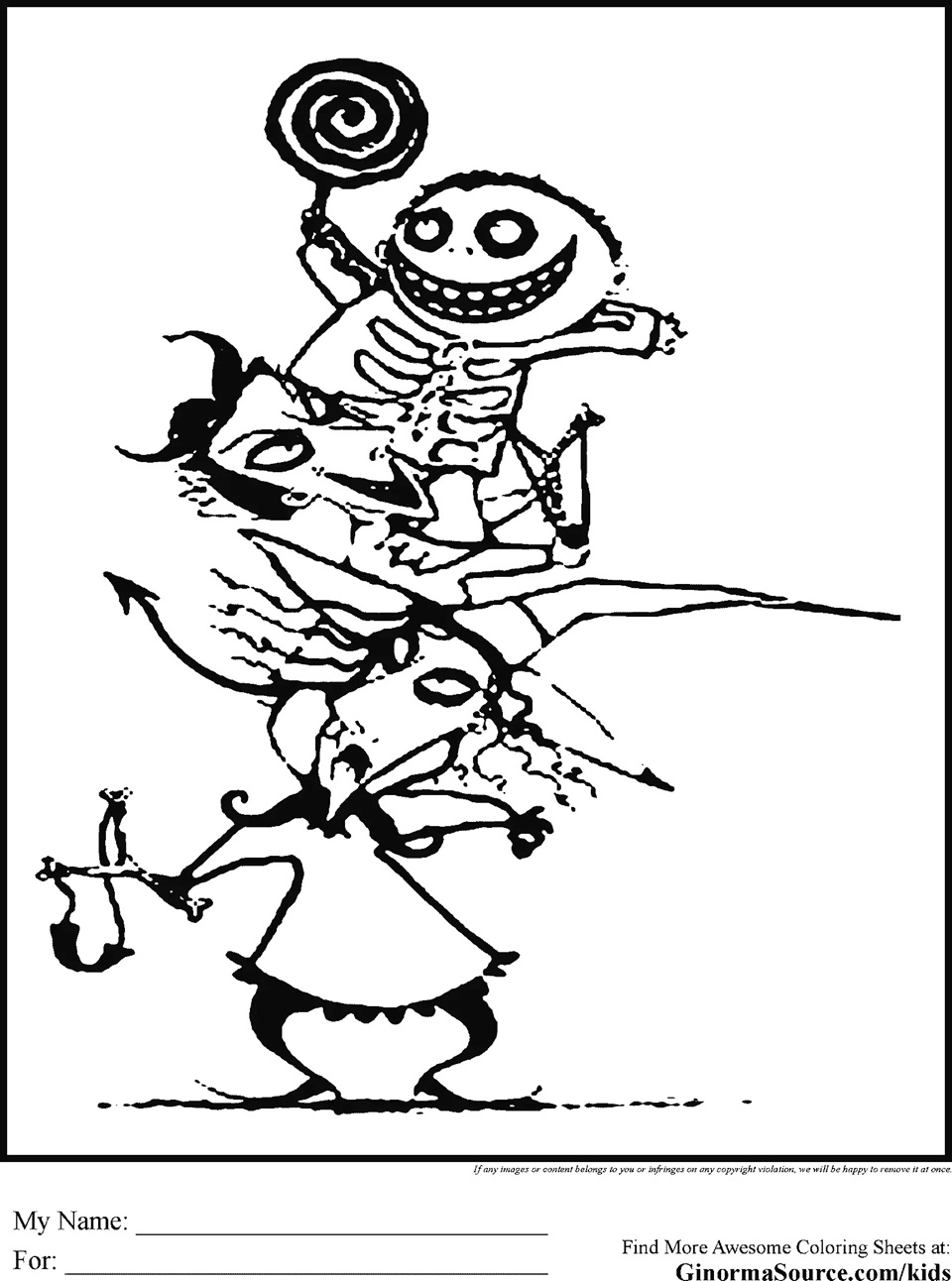 Çocuklar İçin Jack Skellington Boyama Sayfaları 