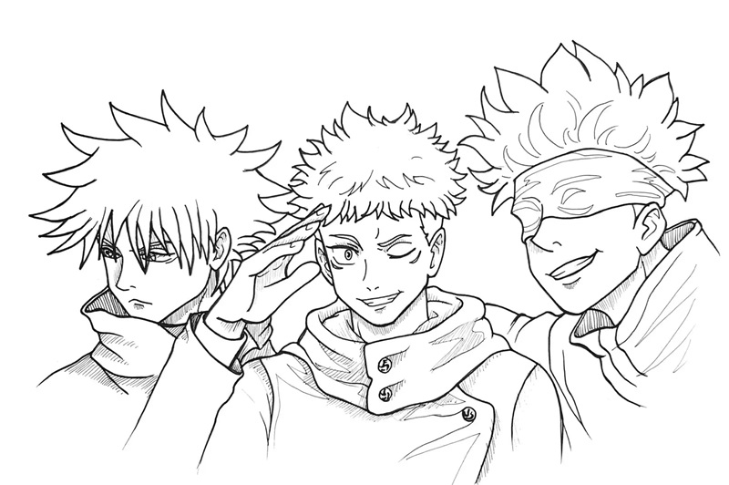 Çocuklar İçin Jujutsu Kaisen Boyama Sayfaları 