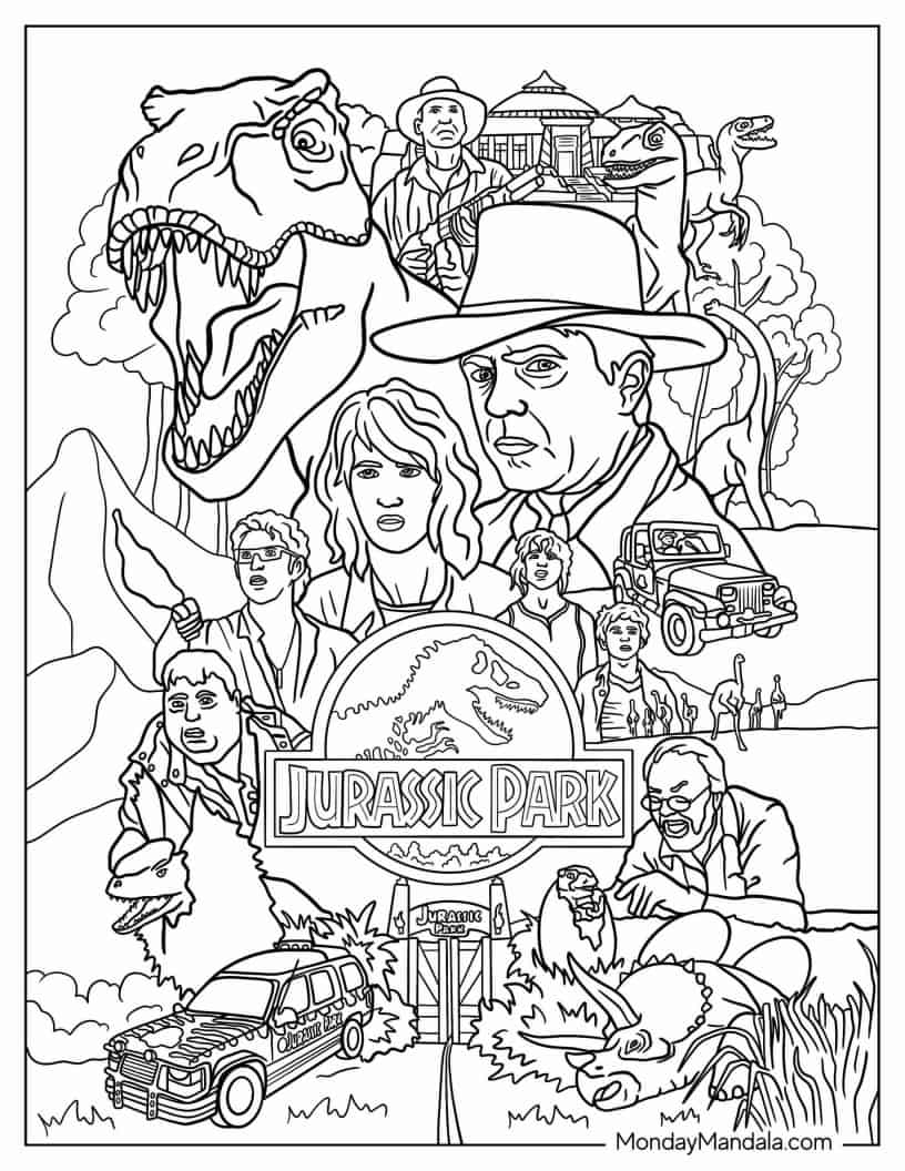 Çocuklar İçin Jurassic Park Boyama Sayfaları 