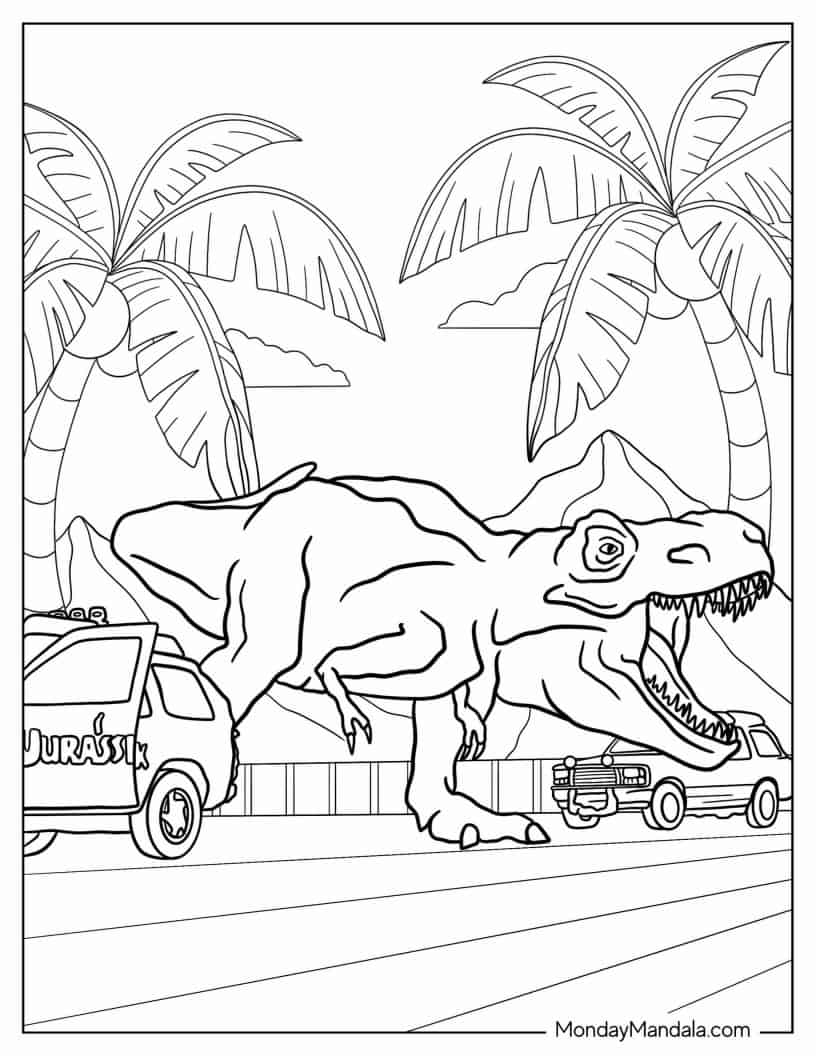 Çocuklar İçin Jurassic Park Boyama Sayfaları 