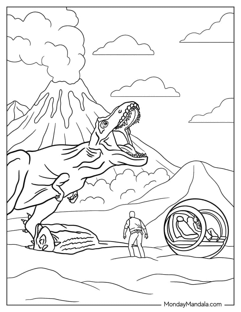 Çocuklar İçin Jurassic Park Boyama Sayfaları 
