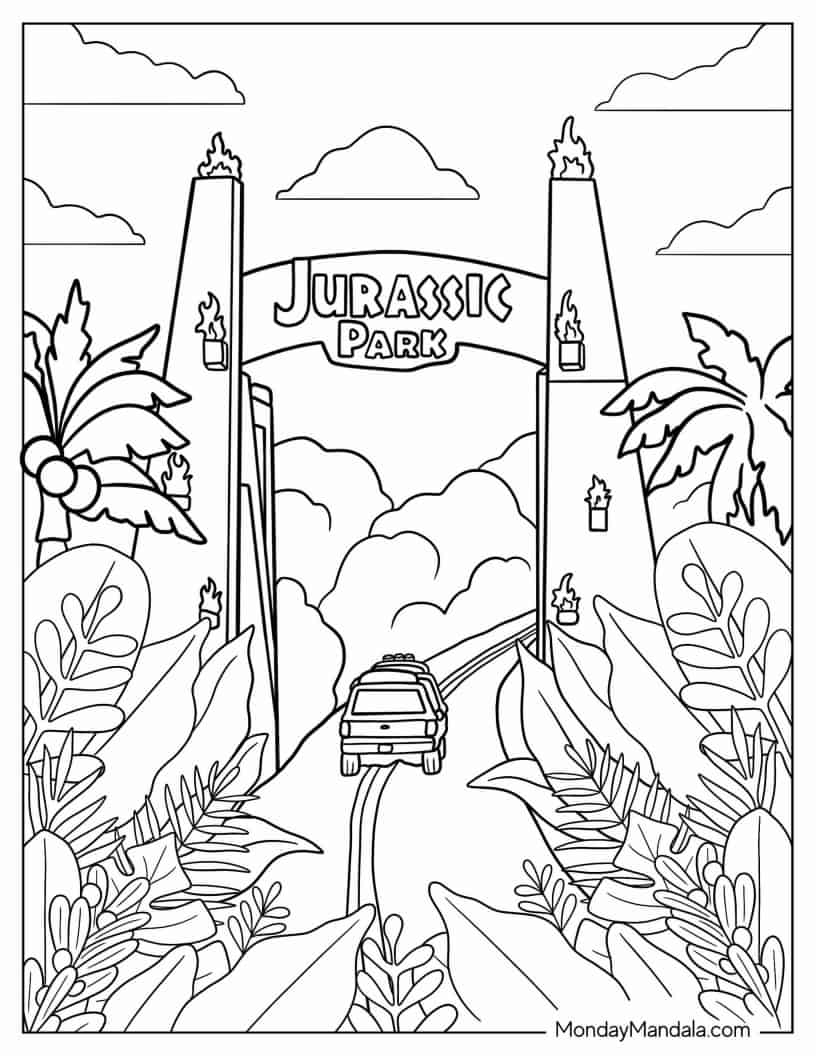 Çocuklar İçin Jurassic Park Boyama Sayfaları 