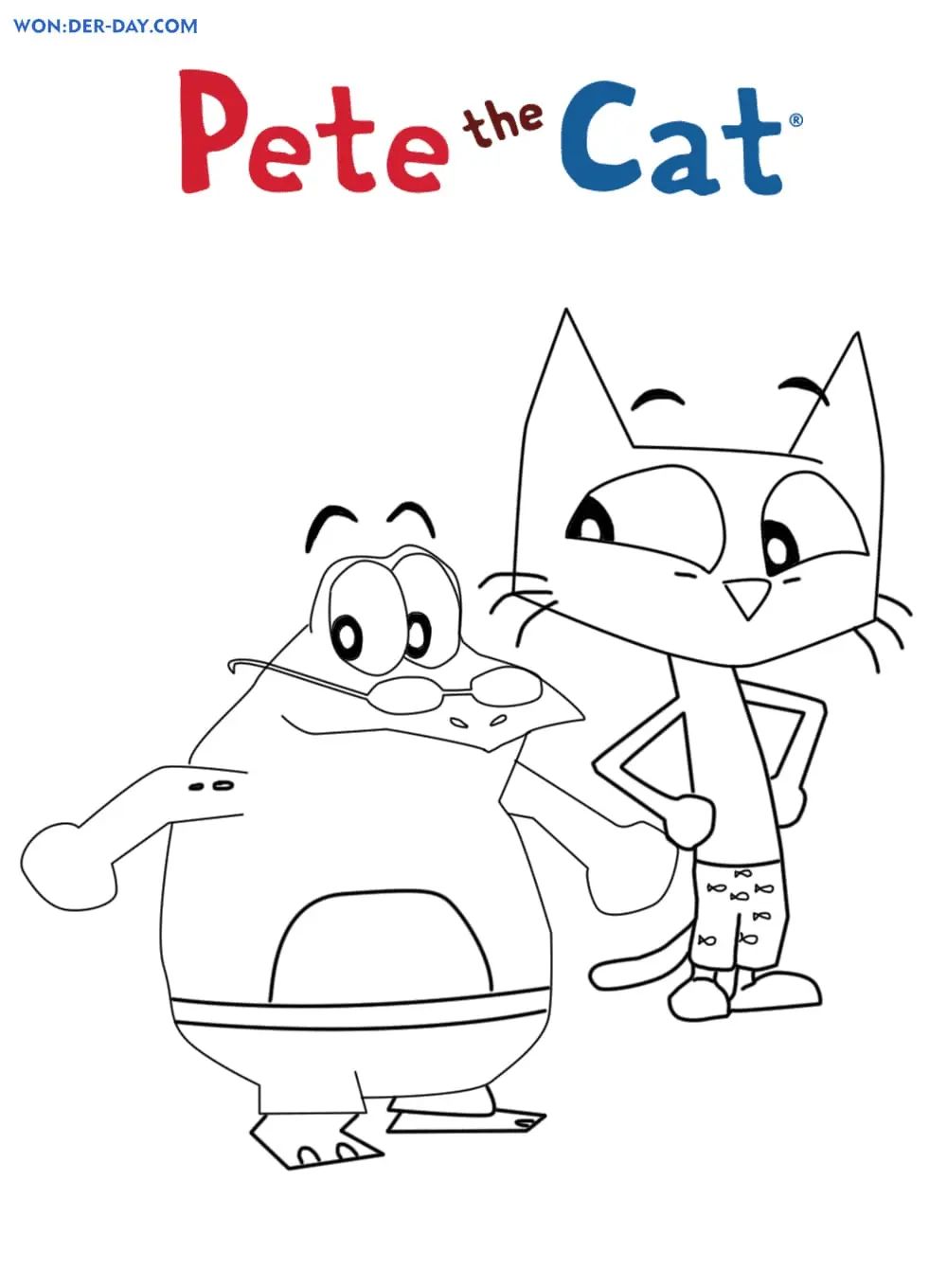 Çocuklar İçin Kedi Pete Boyama Sayfaları 