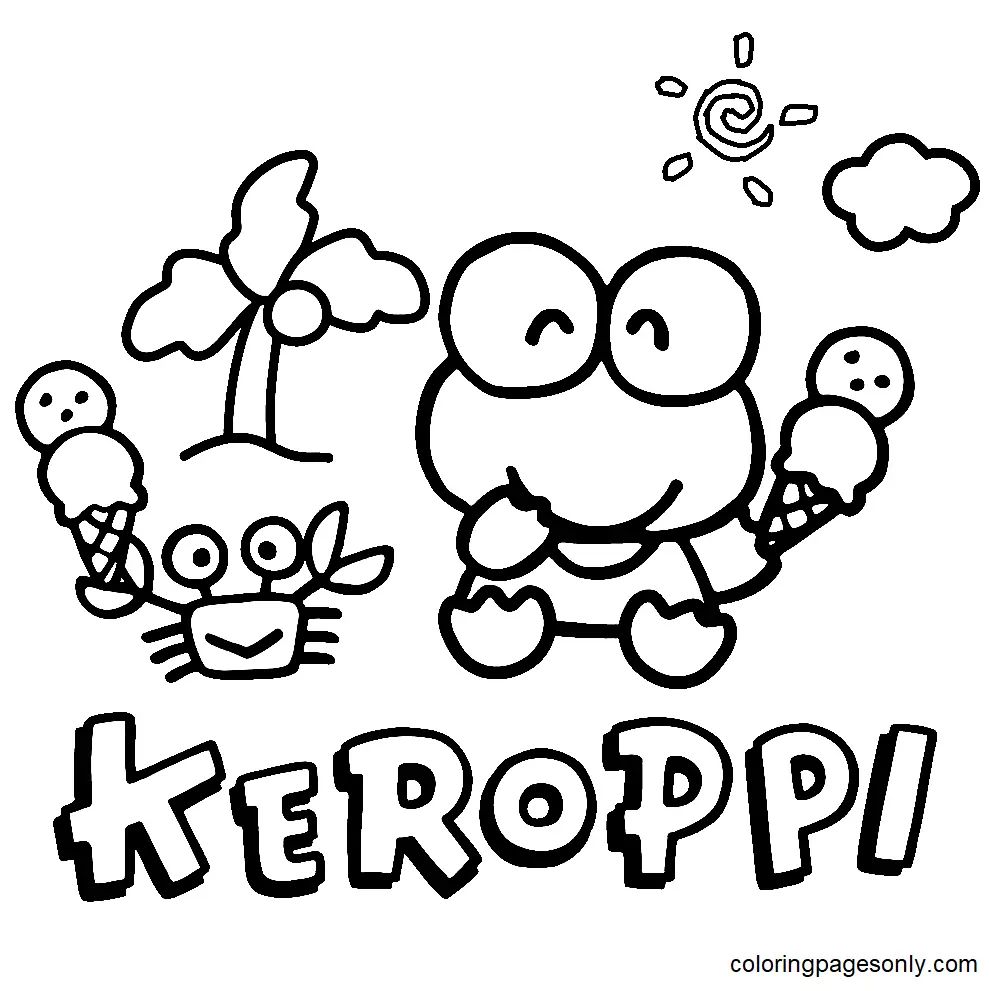 Çocuklar İçin Keroppi Boyama Sayfaları 