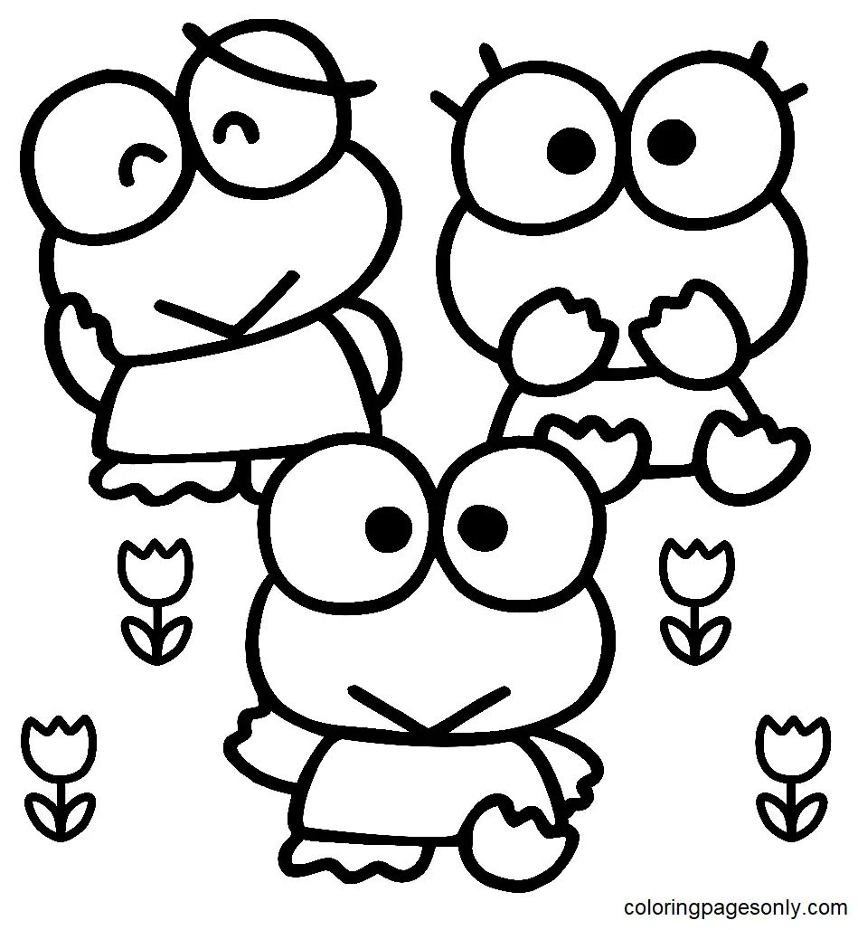 Çocuklar İçin Keroppi Boyama Sayfaları 