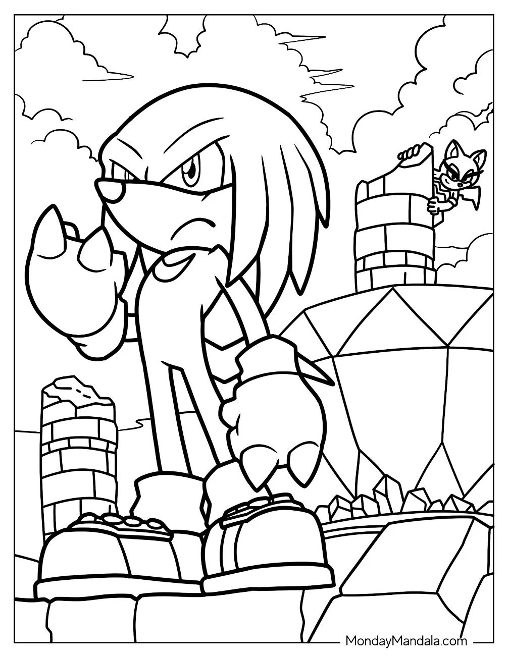 Çocuklar İçin Knuckles Boyama Sayfaları 